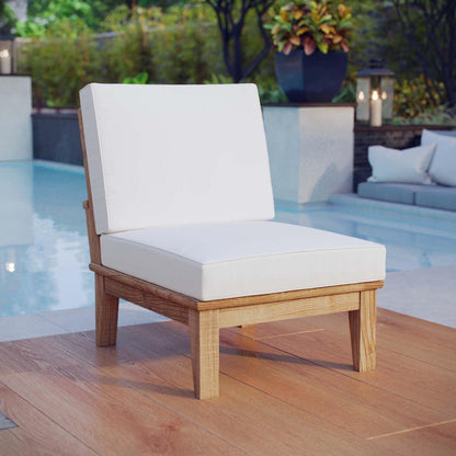 patio bistro sets | CasaFoyer Marina Teak Wood Outdoor Patio Armless Sofa Chair | Luxury Furniture Set for Comfortable Seating | All-Weather Resistant | Teak Construction | casafoyer.myshopify.com
