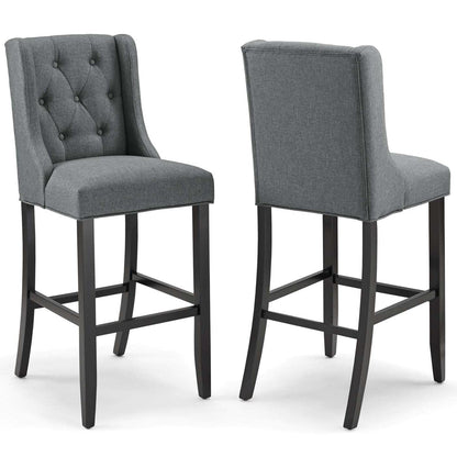 barstools | CasaFoyer Baronet Tufted Button Upholstered Fabric Bar Stool Set | Elegant Gray | Foam Padding | Solid Wood Legs | 500 lb Weight Capacity | casafoyer.myshopify.com
