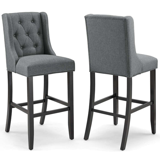 barstools | CasaFoyer Baronet Tufted Button Upholstered Fabric Bar Stool Set | Elegant Gray | Foam Padding | Solid Wood Legs | 500 lb Weight Capacity | casafoyer.myshopify.com