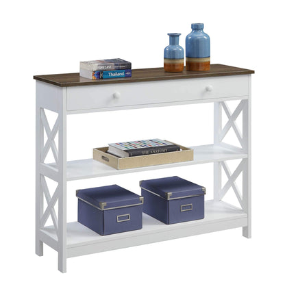 TABLE | Oxford 1 Drawer Console Table with Shelves | Modern X Pattern Design | Concealed Storage Drawer | Versatile & Timeless | From Oxford Collection | casafoyer.myshopify.com