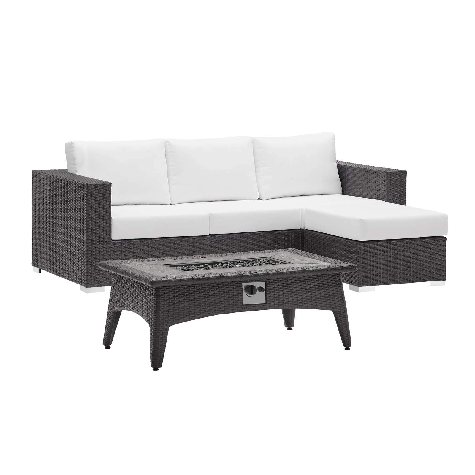 fire pits | Ergode Convene Outdoor Patio Furniture Set | Fire Table | Stylish Aluminum Frames | Durable Synthetic Wicker Rattan | Water & UV-Resistant Cushions | CSA Certified Safety | 40,000 BTU Burner | 8-16 Hours Burn Time | casafoyer.myshopify.com