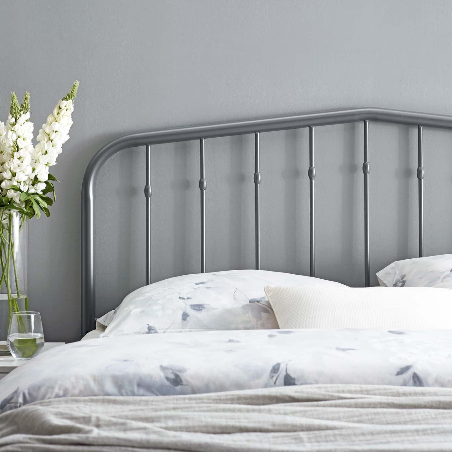 headboards | CasaFoyer Lennon Metal King Headboard | Modern Farmhouse Design | Durable Iron Construction | Height-Adjustable | Gray | casafoyer.myshopify.com