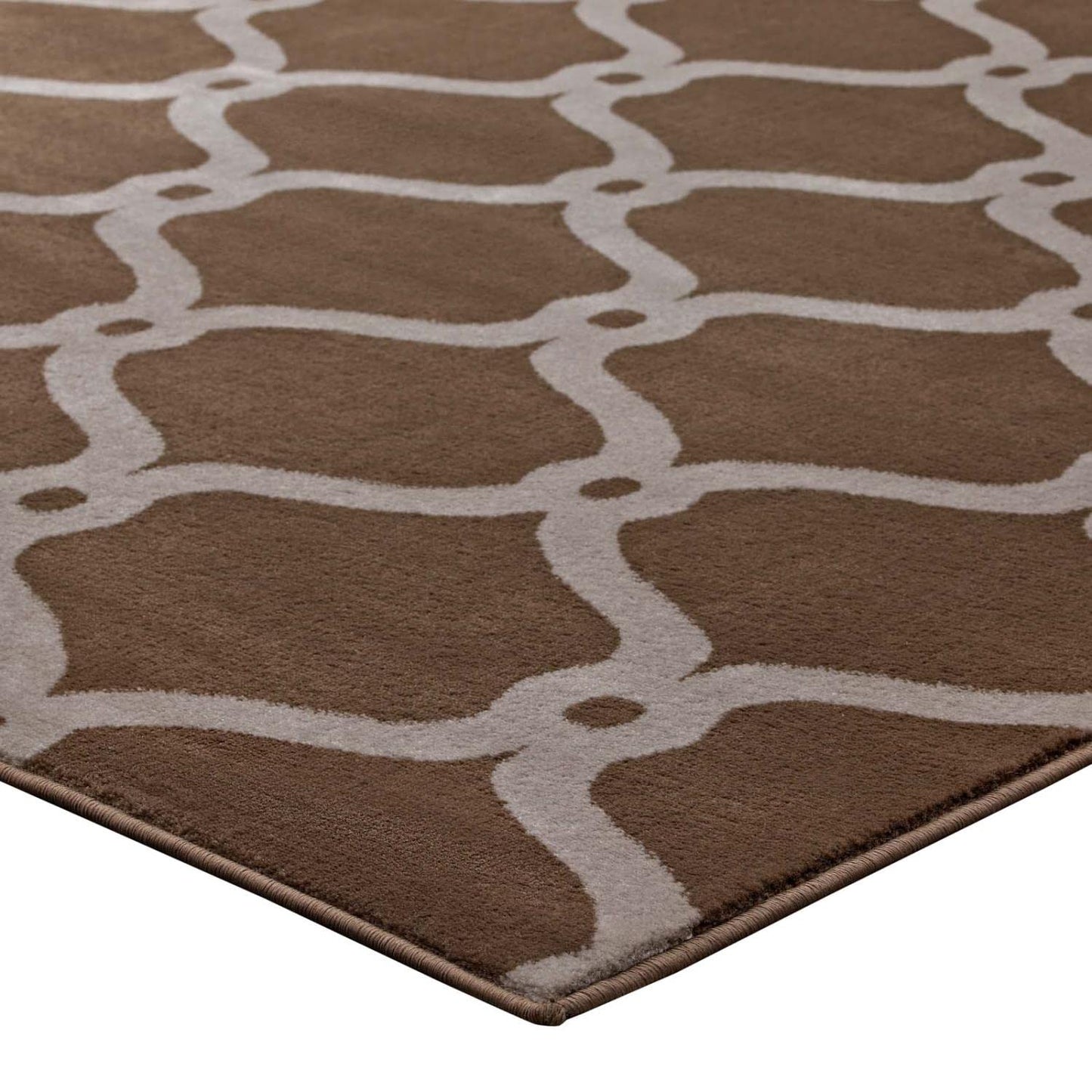 Carpet & Rugs | CasaFoyer Beltara Chain Link Transitional Trellis Area Rug | Durable, Stain Resistant | 8x10 | Dark Tan & Beige | casafoyer.myshopify.com