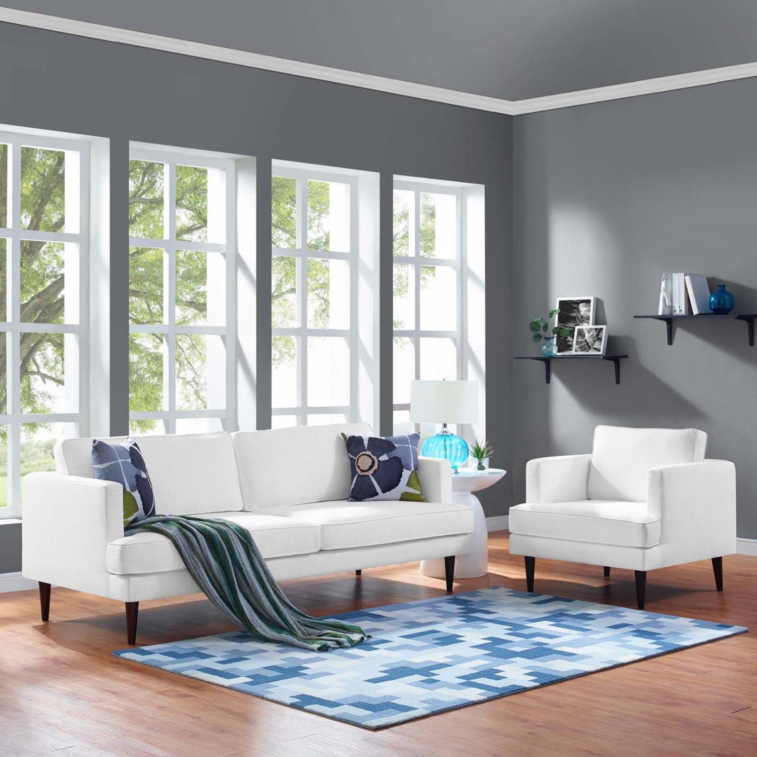 kitchen and dining room sets | CasaFoyer Agile Sofa & Armchair Set | Versatile & Stylish | Mid-Century, Contemporary, Modern | Removable Machine-Washable Covers | Weight Capacity: Sofa 1323 lbs, Armchair 441 lbs | White | casafoyer.myshopify.com