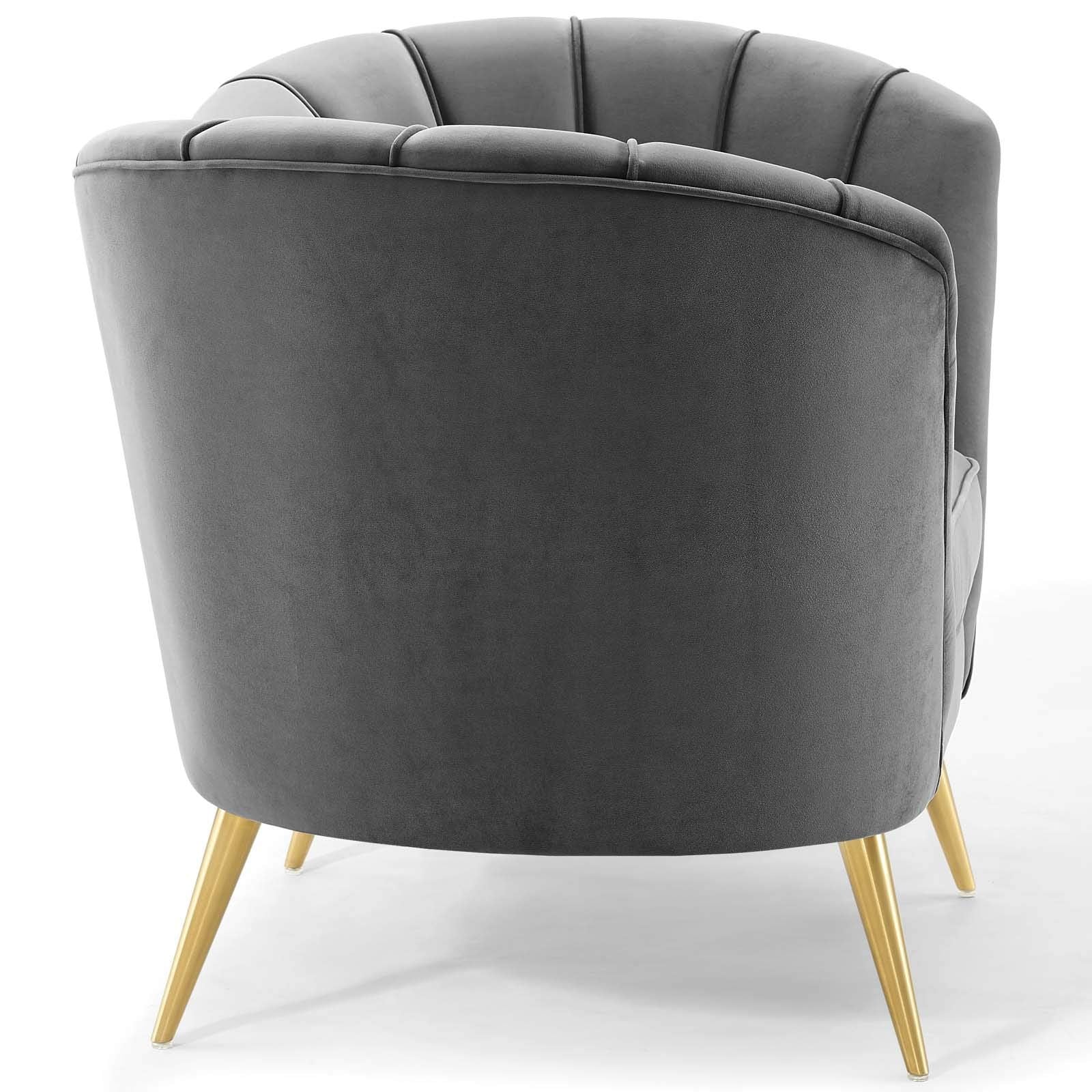 home office desk chairs | CasaFoyer Opportunity Vertical Channel Tufted Curved Performance Velvet Armchair | Glamorous Deco Lounge Accent | Gray | casafoyer.myshopify.com