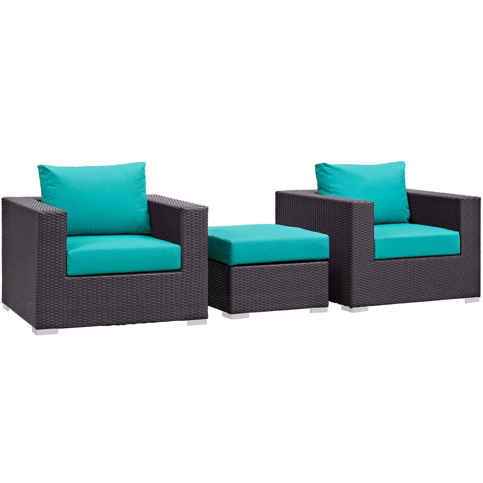 kitchen and dining room sets | CasaFoyer Convene Outdoor Sectional Set | Durable Rattan & Aluminum Frame | Weather-Resistant Cushions | Includes Ottoman & Armchairs | casafoyer.myshopify.com