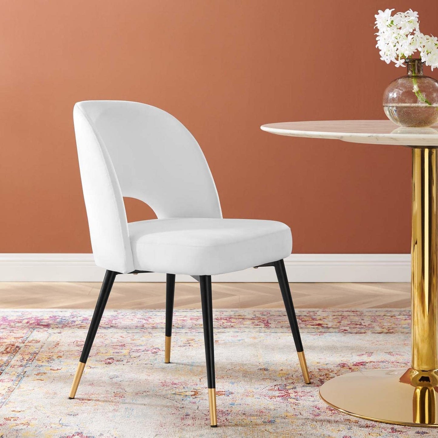 home office desk chairs | CasaFoyer Rouse Dining Side Chair | Modern Design | Comfortable Foam Padding | Stain-Resistant Velvet Upholstery | Bentwood Construction | Matte Black Stainless Steel Legs | casafoyer.myshopify.com