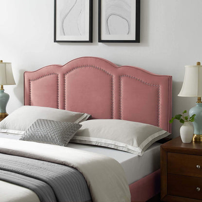 headboards | CasaFoyer Cecilia Performance Velvet King/California King Headboard | Glamorous Deco Style with Nailhead Trim | Stain-Resistant Velvet | Height-Adjustable | Easy Assembly | Teal | casafoyer.myshopify.com