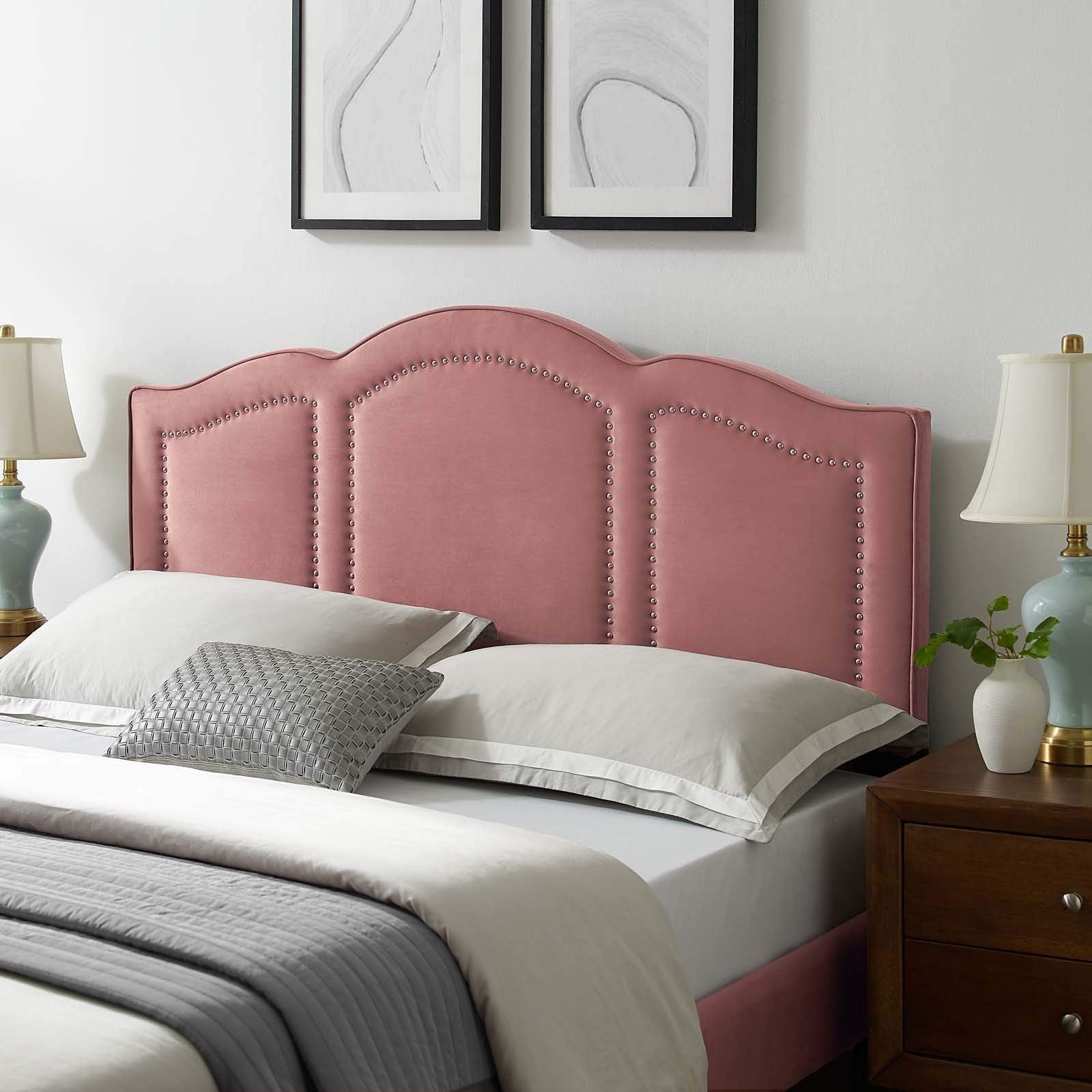 headboards | CasaFoyer Cecilia Performance Velvet King/California King Headboard | Elegant Nailhead Trim | Soft & Stain-Resistant | Adjustable Height | Easy Assembly | casafoyer.myshopify.com