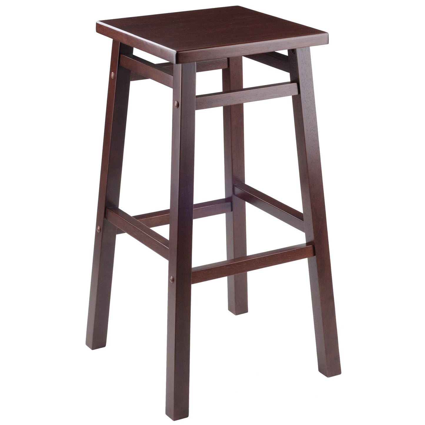 STOOL_SEATING | CasaFoyer  Wood Carter Square Seat Bar Stool | Rich Walnut Finish | Solid Wood | Lower Crossbar | 2 Heights | Spacious Seat | Easy Assembly | casafoyer.myshopify.com