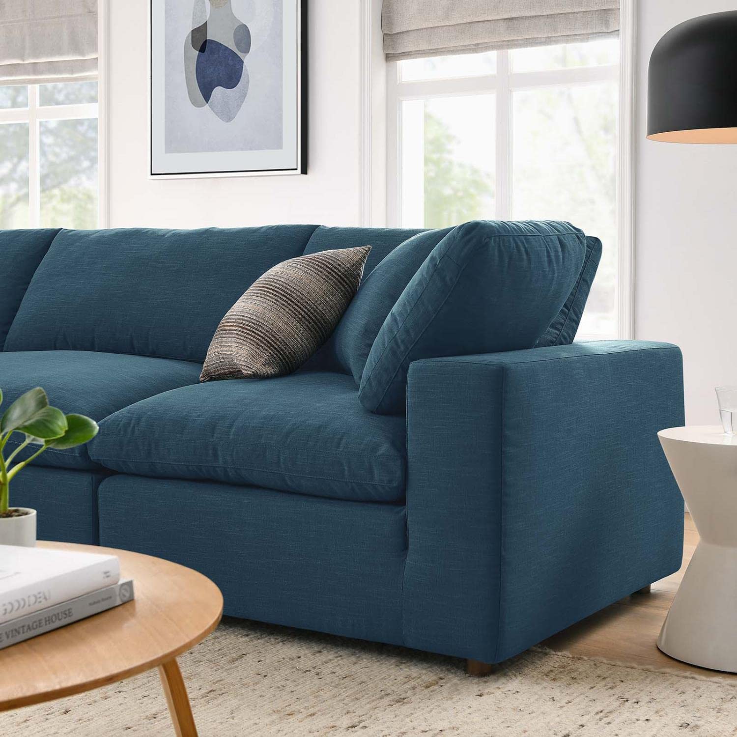 kitchen and dining room sets | CasaFoyer Commix Living Room Set | Luxurious & Inviting Sectional Sofa | Comfortable & Stylish | Soft Polyester & Linen Fabric | Solid Wood Construction | Perfect for Modern Homes | Includes Armless Chair, Ottoman, & Corner Chairs | Azure | casafoyer.myshopify.com