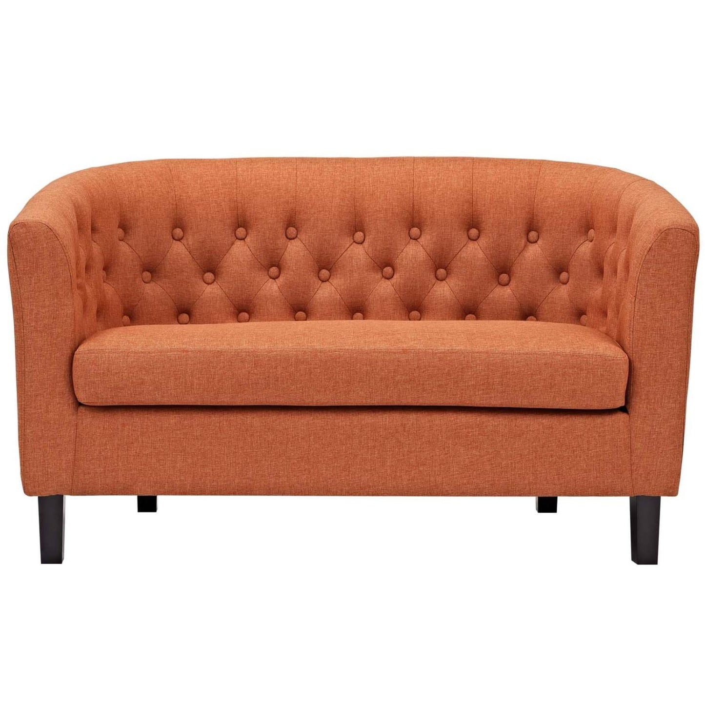 sofas | CasaFoyer Prospect Chesterfield Loveseat | Timeless Luxury | Modern Design | Button Tufting | Espresso Legs | Foam Padding | Polyester Fabric | Orange | casafoyer.myshopify.com