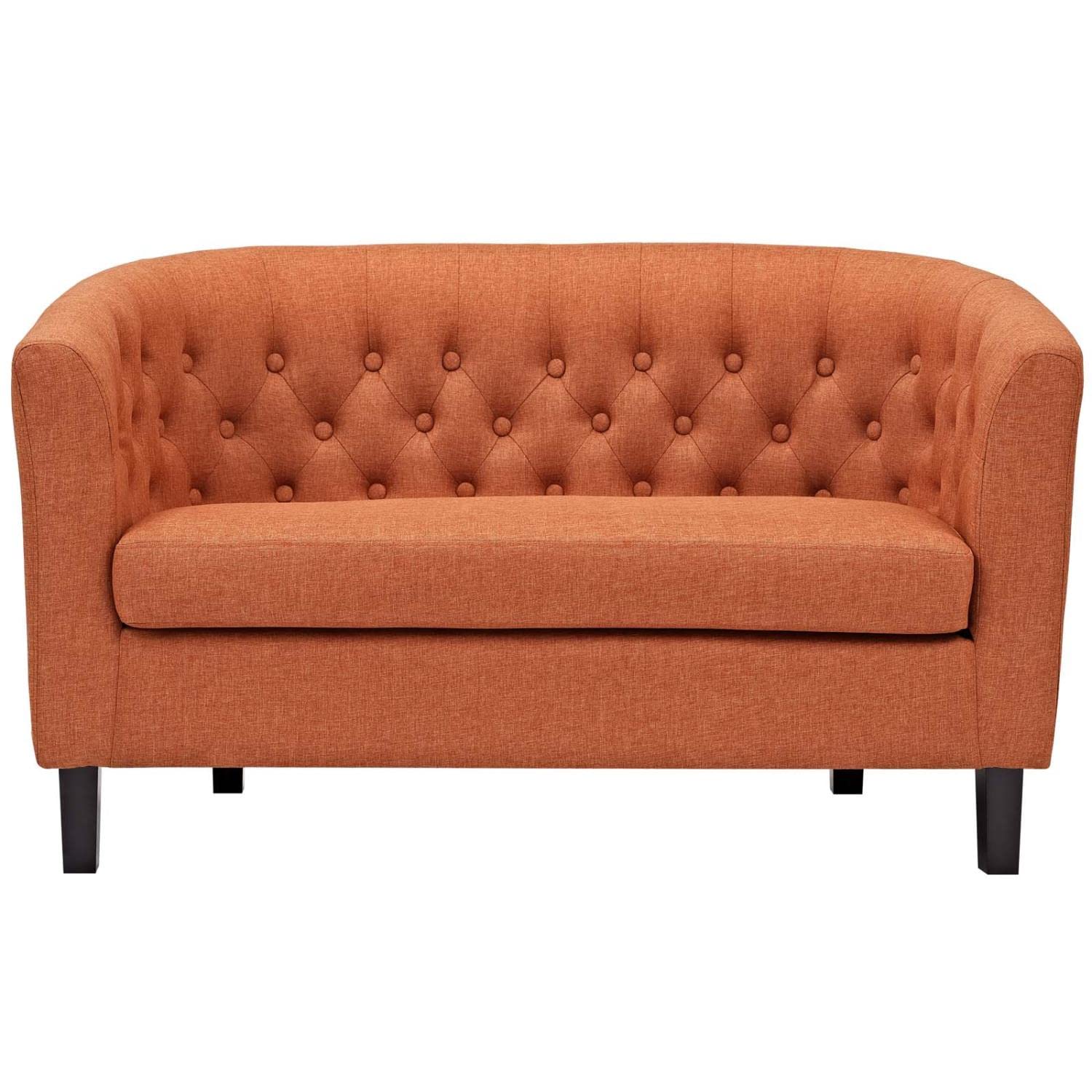 sofas | CasaFoyer Prospect Chesterfield Loveseat | Timeless Luxury | Modern Design | Button Tufting | Espresso Legs | Foam Padding | Polyester Fabric | Orange | casafoyer.myshopify.com