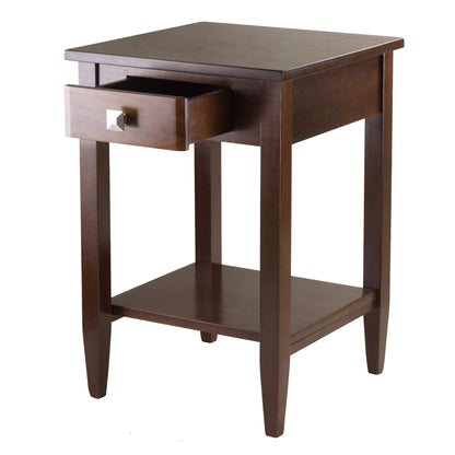 TABLE | Ergode Richmond End Table | Sleek & Versatile Design | Spacious Drawer & Bottom Shelf | Antique Walnut Finish | 17.95W x 18.68D x 25.98H | casafoyer.myshopify.com