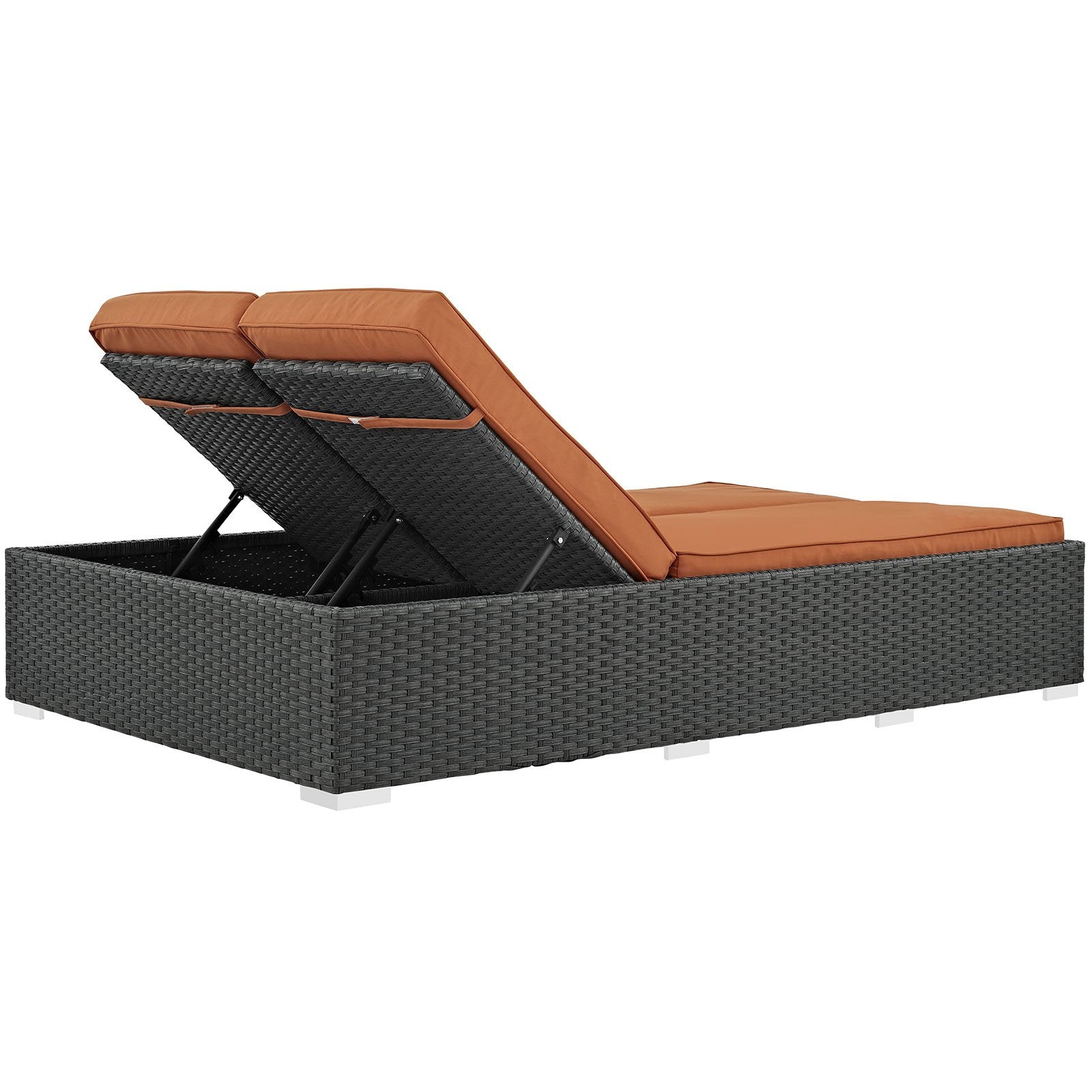 Patio Furniture Sets | Sojourn Outdoor Patio Double Chaise Lounge Chair | Sunbrella Fabric | Synthetic Rattan | UV Protection | Powder-Coated Aluminum Frame | casafoyer.myshopify.com
