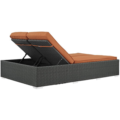Patio Furniture Sets | Sojourn Outdoor Patio Double Chaise Lounge Chair | Sunbrella Fabric | Synthetic Rattan | UV Protection | Powder-Coated Aluminum Frame | casafoyer.myshopify.com