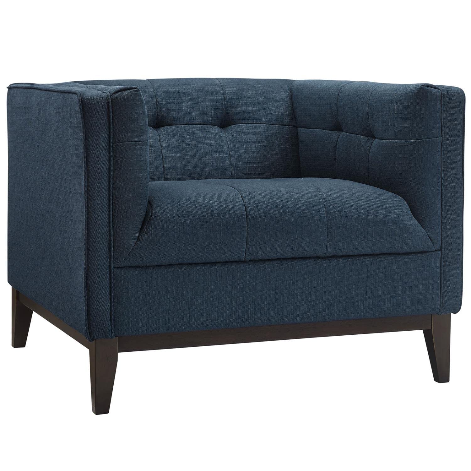 home office desk chairs | CasaFoyer Serve Armchair | Tufted Buttons | Polyester Upholstery | Comfortable Foam Cushioning | Walnut Stained Legs | Ideal for Living Rooms & Reception Areas | casafoyer.myshopify.com