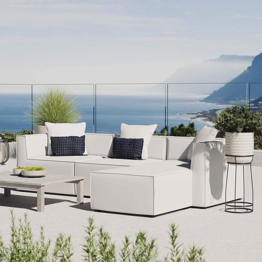 kitchen and dining room sets | CasaFoyer Outdoor Patio Saybrook Upholstered 4-Piece Sectional Sofa | Comfortable | Durable | Weather-Resistant | Elegant Design | Porch, Deck, Poolside, Patio | Includes Armless Chair, Ottoman, Corner Chairs | Supports up to 300 lbs | White | casafoyer.myshopify.com