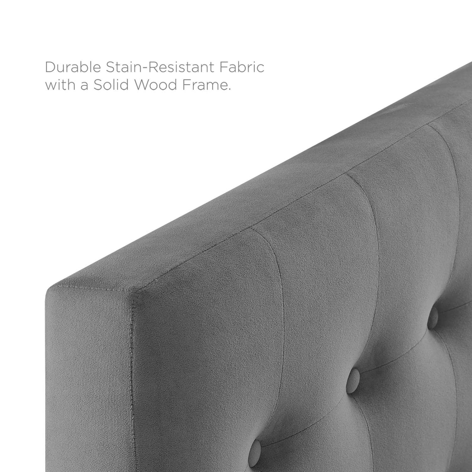 Bed | CasaFoyer Emily Biscuit Tufted Performance Velvet Twin Headboard | Timeless Charm | Contemporary Luxury | Stain-Resistant | Adjustable Height | Gray | casafoyer.myshopify.com