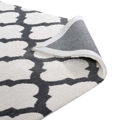 Carpet & Rugs | CasaFoyer Lida Moroccan Trellis Area Rug | Elegant Quatrefoil Pattern | Soft Polyester Microfiber | Durable Jute Bottom | Stain-Resistant | Easy to Clean | 5x8 Ivory/Charcoal | casafoyer.myshopify.com
