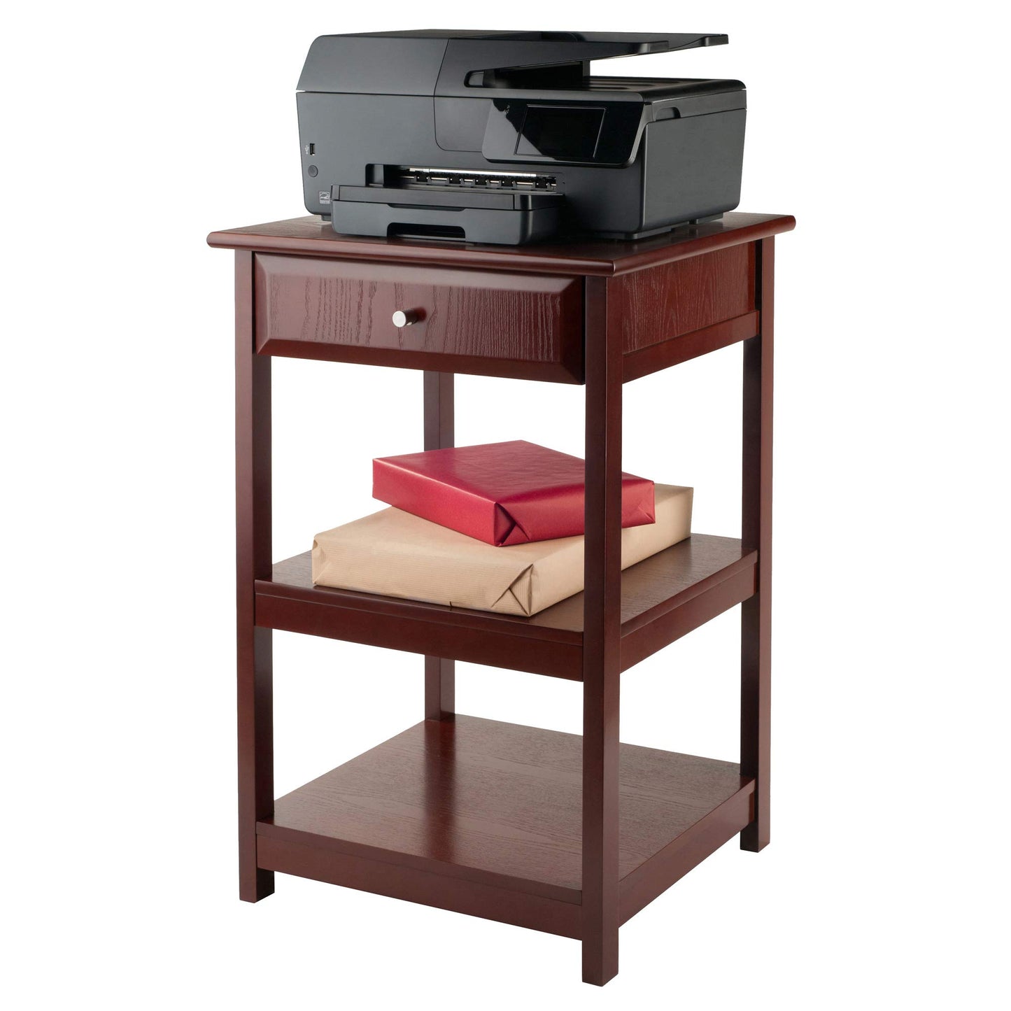 TABLE | Ergode Delta Printer Table | Ample Space for Printer & Storage | Walnut Finish | Composite Wood | Easy Assembly | 20.8W x 20.2D x 30.7H | casafoyer.myshopify.com
