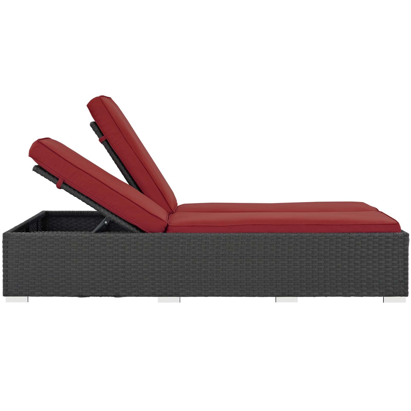 Patio Furniture Sets | Sojourn Outdoor Patio Double Chaise Lounge Chair | Sunbrella Fabric | Synthetic Rattan | UV Protection | Powder-Coated Aluminum Frame | casafoyer.myshopify.com
