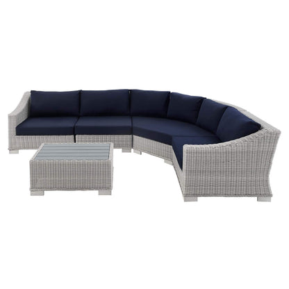 sofas | CasaFoyer Conway Outdoor Patio Sunbrella Wicker Rattan 5-Piece Sectional Sofa Furniture Set | Light Gray | UV-Resistant | Modular Design | Aluminum Frame | Water-Resistant Cushions | casafoyer.myshopify.com
