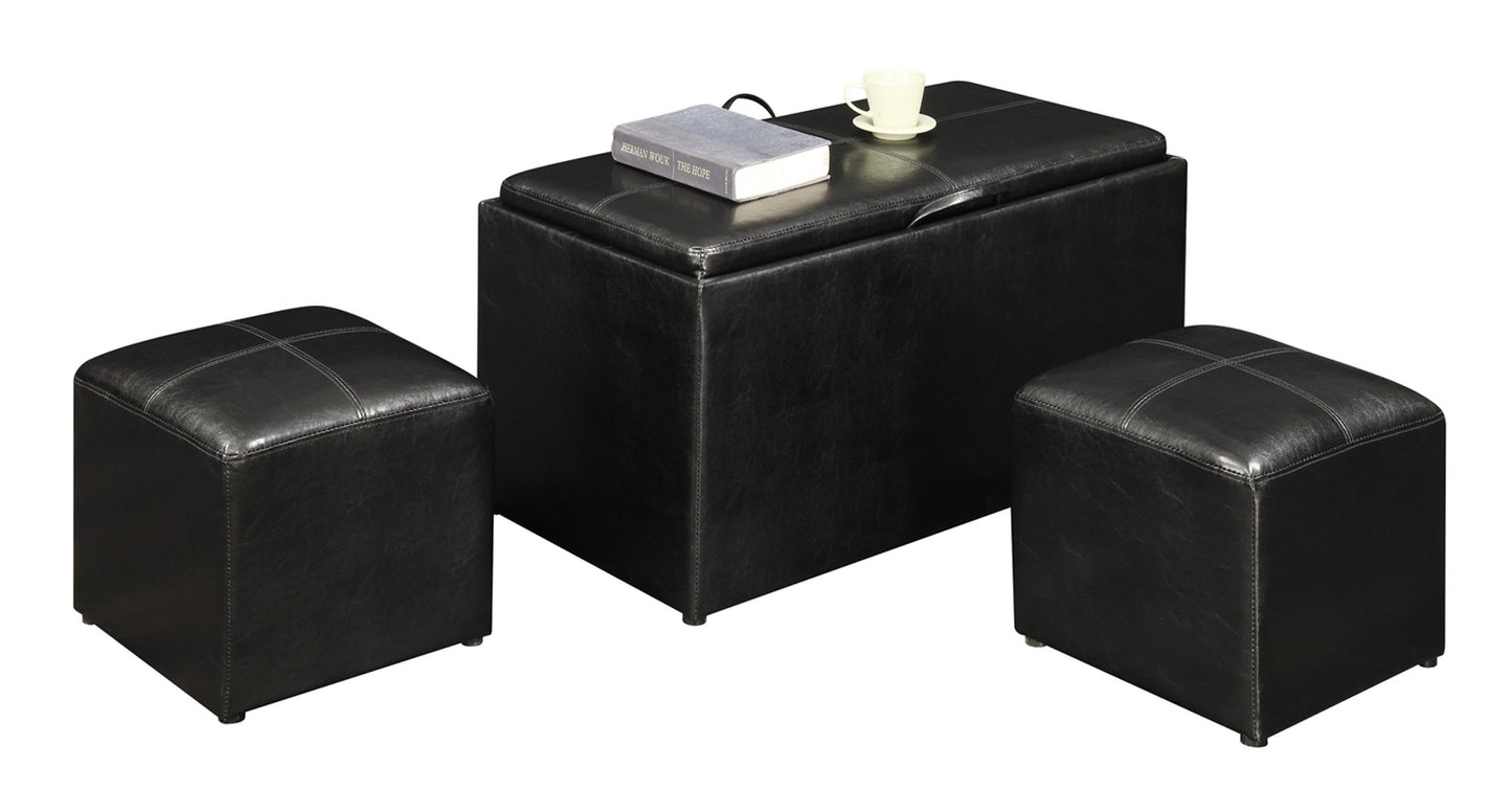 Ottoman | Designs4Comfort Sheridan Storage Bench | Reversible Tray | 2 Side Ottomans | Ample Storage & Seating | Built-in Serving Trays | casafoyer.myshopify.com