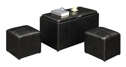 Ottoman | Designs4Comfort Sheridan Storage Bench | Reversible Tray | 2 Side Ottomans | Ample Storage & Seating | Built-in Serving Trays | casafoyer.myshopify.com