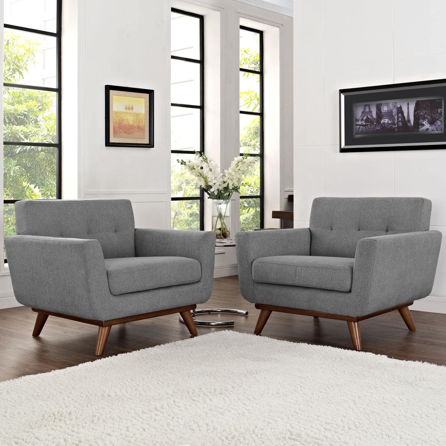 home office desk chairs | CasaFoyer Engage Armchair Set of 2 | Cozy Lounging Experience | Stylish Tufted Buttons | Cherry Wood Legs | casafoyer.myshopify.com