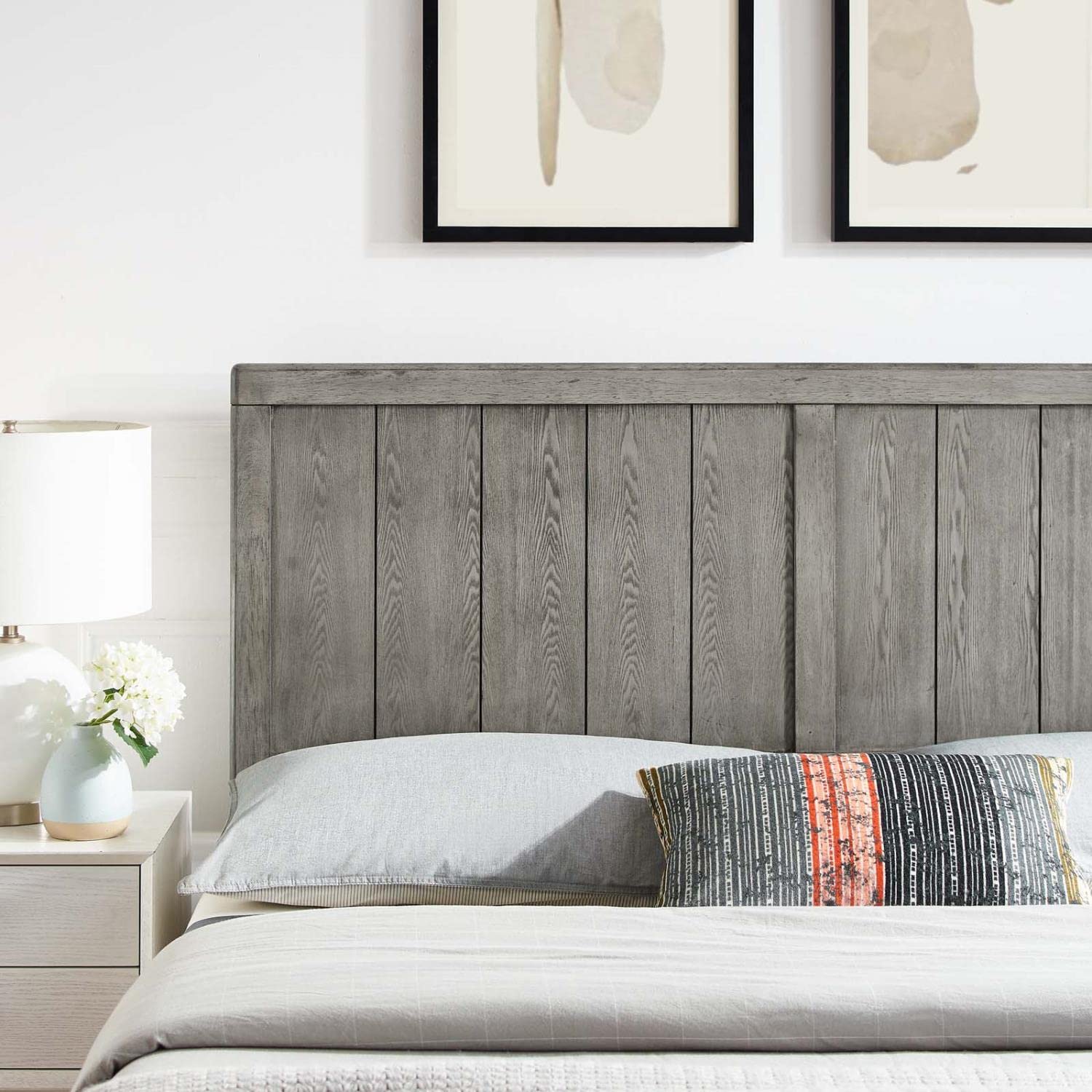 headboards | CasaFoyer Robbie Wood King Headboard | Vintage Charm | Mid-Century Design | Durable Rubberwood | MDF Veneer | Gray | casafoyer.myshopify.com