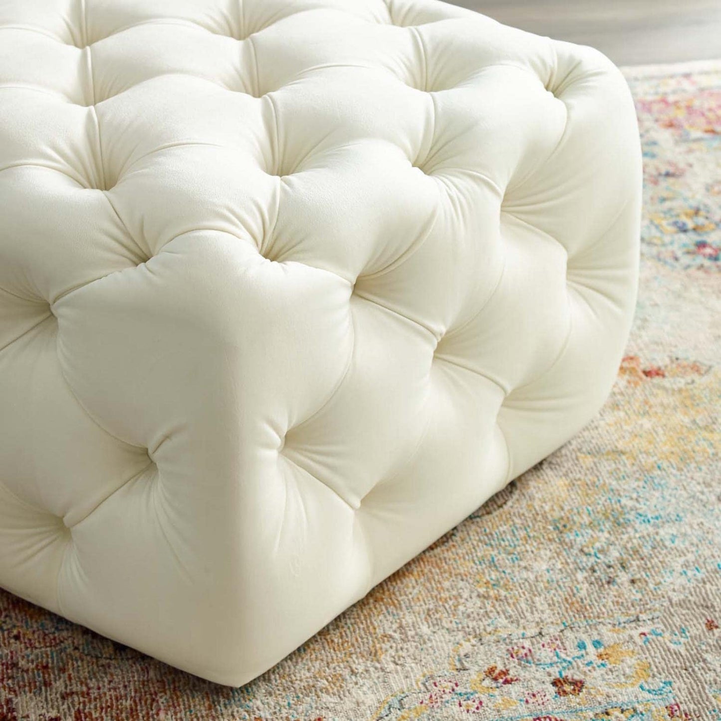 ottomans | CasaFoyer Amour Tufted Button Square Ottoman | Luxurious Stain-Resistant Velvet | Glamorous & Versatile | 500 lbs Weight Capacity | casafoyer.myshopify.com