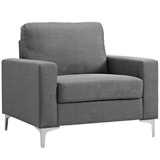 home office desk chairs | CasaFoyer Allure Armchair | Sleek Design | Soft Polyester Cushions | Steel Legs | Modern Aesthetic | Perfect for Relaxation | Contemporary Homes | Gray | casafoyer.myshopify.com