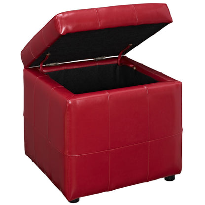 ottomans | CasaFoyer Volt Button Tufted Faux Leather Upholstered Storage Ottoman | Compact & Reliable | Square Shape | Footrest & Storage Compartment | Sturdy Wood Frame | Soft & Durable Faux Leather | Stylish Addition to Any Room | Red | casafoyer.myshopify.com