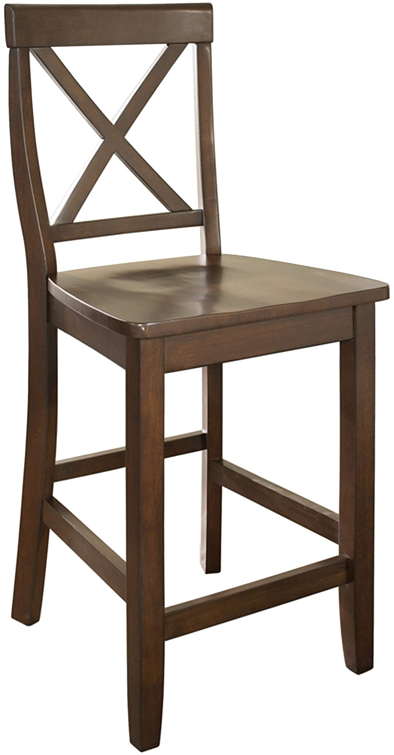 STOOL_SEATING | Durable Hardwood | X-Back Design | Comfortable Contoured Seats | Vintage Mahogany Finish | Set of 2 | 24 Seat Height | casafoyer.myshopify.com