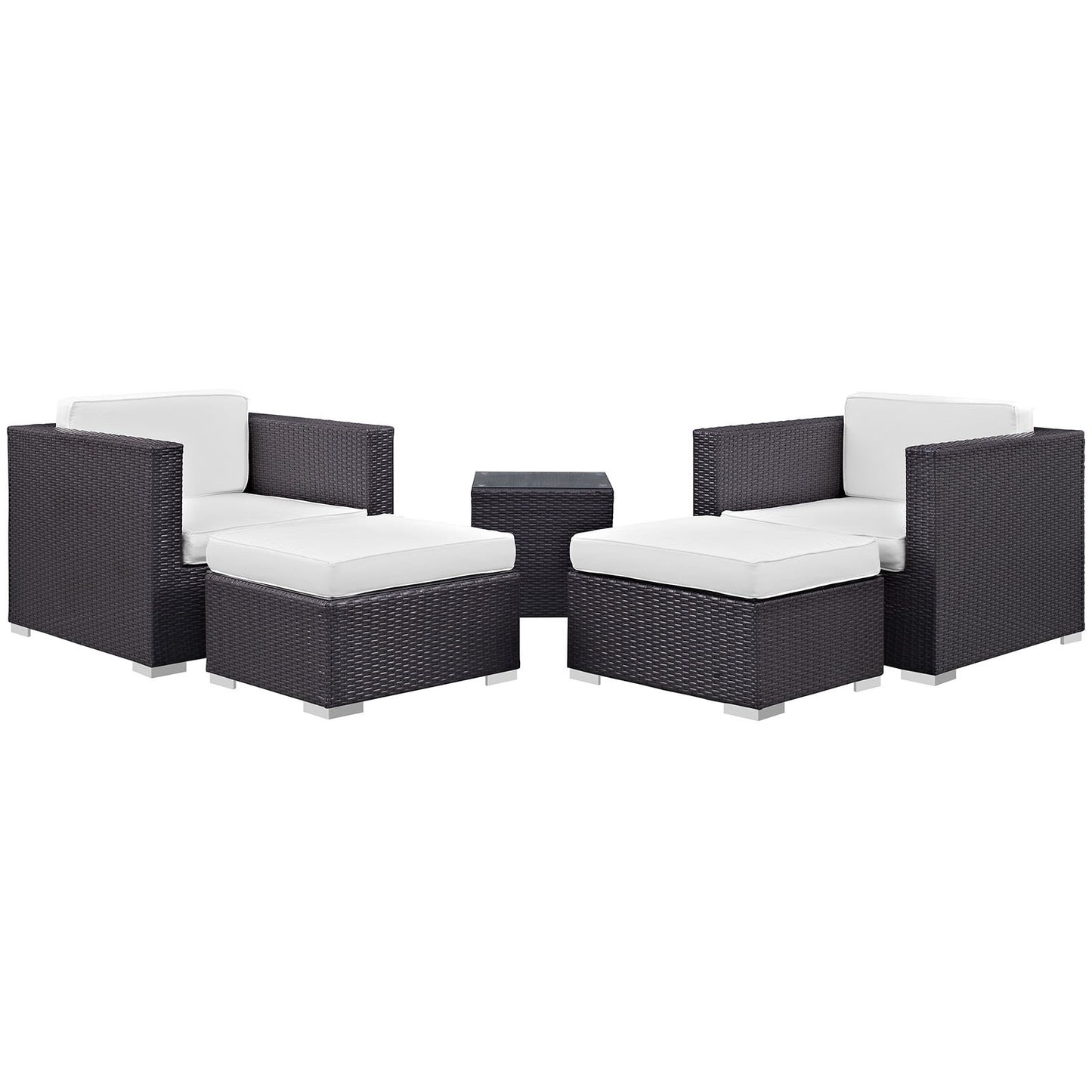 Patio Furniture Sets | Convene Outdoor Sectional Set | Rattan Weave | Aluminum Frame | All-Weather Cushions | Patio Sofa, Armchair, Ottoman, Side Table | casafoyer.myshopify.com