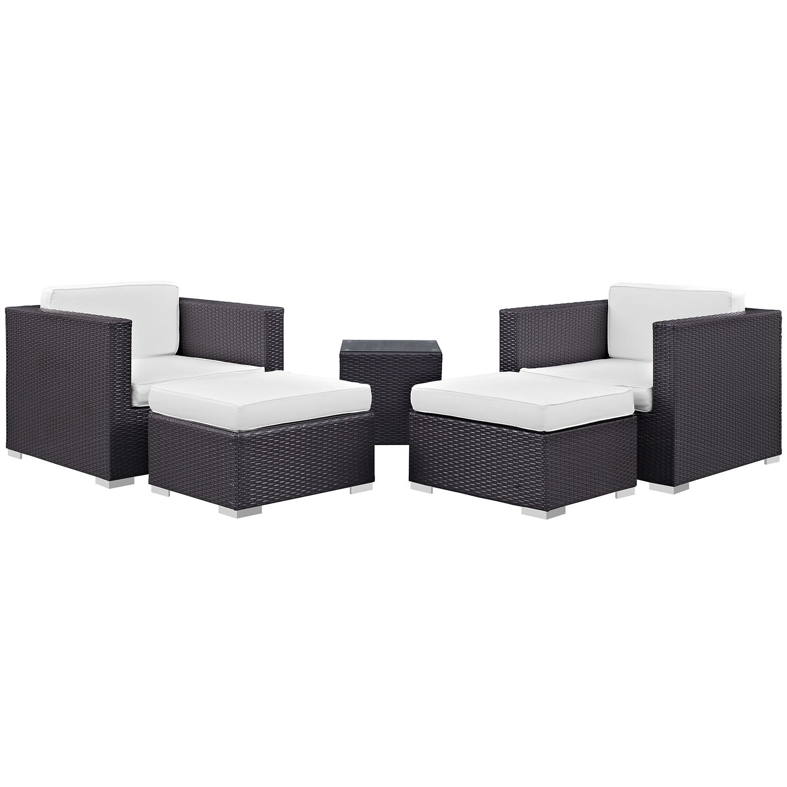 Patio Furniture Sets | Convene Outdoor Sectional Set | Rattan Weave | Aluminum Frame | All-Weather Cushions | Patio Sofa, Armchair, Ottoman, Side Table | casafoyer.myshopify.com