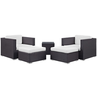 Patio Furniture Sets | Convene Outdoor Sectional Set | Rattan Weave | Aluminum Frame | All-Weather Cushions | Patio Sofa, Armchair, Ottoman, Side Table | casafoyer.myshopify.com