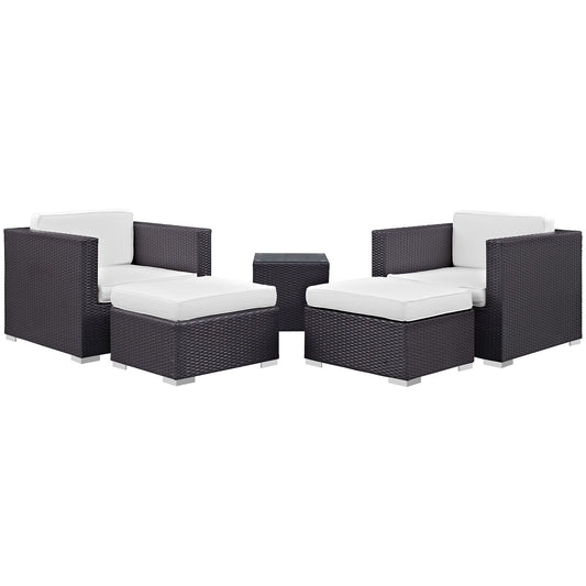 Patio Furniture Sets | Convene Outdoor Sectional Set | Rattan Weave | Aluminum Frame | All-Weather Cushions | Patio Sofa, Armchair, Ottoman, Side Table | casafoyer.myshopify.com