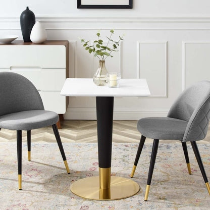 patio dining tables | CasaFoyer Zinque Dining Table | Modern Mid-Century Design | 24 Square | Black/Gold Base | Easy to Clean | Non-Marking Ring | Assembly Required | casafoyer.myshopify.com