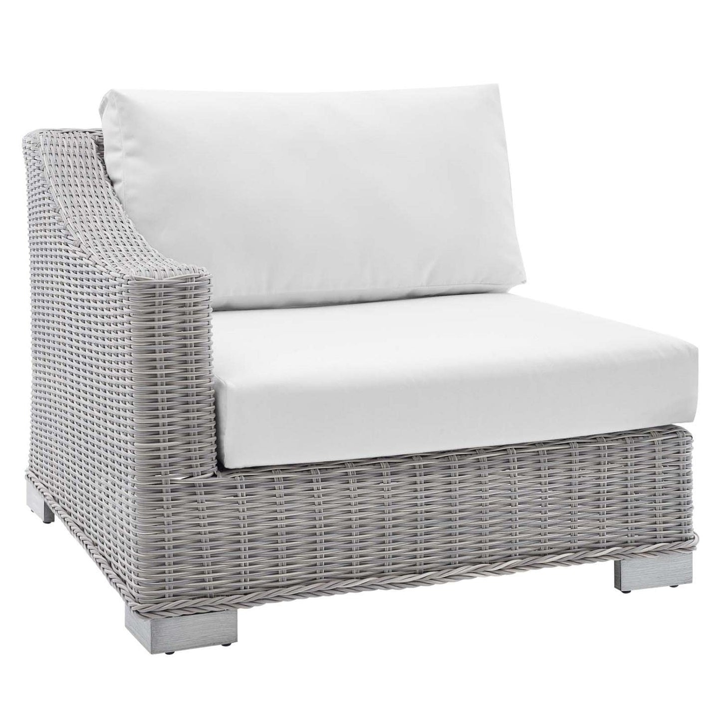 patio bistro sets | CasaFoyer Conway Outdoor Patio Wicker Rattan Left-Arm Sectional Sofa Chair | UV-Resistant | Modular Design | Sunbrella Fabric | Powder-Coated Aluminum Frame | casafoyer.myshopify.com