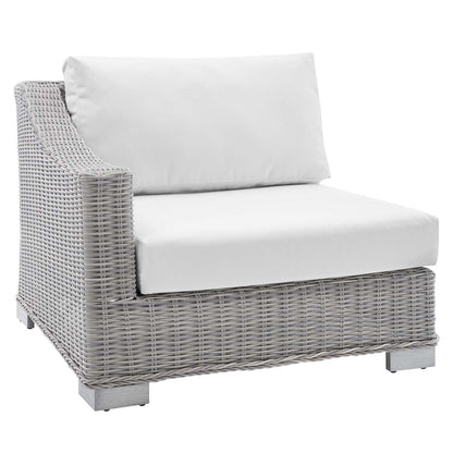 patio bistro sets | CasaFoyer Conway Outdoor Patio Wicker Rattan Left-Arm Sectional Sofa Chair | UV-Resistant | Modular Design | Sunbrella Fabric | Powder-Coated Aluminum Frame | casafoyer.myshopify.com