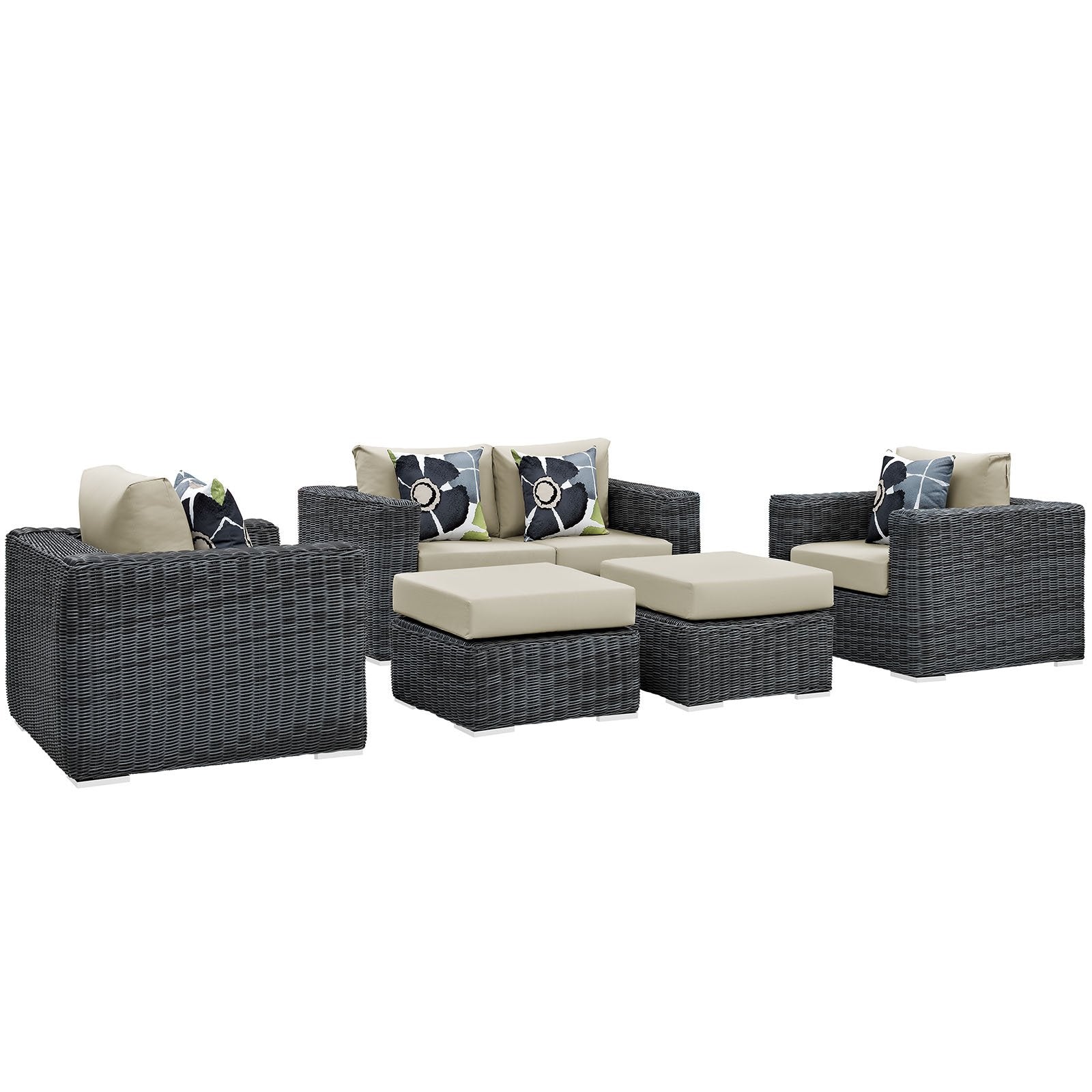 kitchen and dining room sets | CasaFoyer Summon Outdoor Patio Sectional Sofa Set | Two-Tone Rattan | Sunbrella Cushions | UV Protection | Aluminum Frame | Complete 5 Piece Furniture Ensemble | casafoyer.myshopify.com
