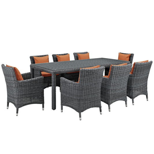kitchen and dining room sets | CasaFoyer Summon Outdoor Patio Dining Table Set | 9 Piece | Ultimate Comfort & Quality | Sunbrella Fabric | Synthetic Rattan Weave | All-Weather Cushions | UV Protected Aluminum Frame | Modern Design | casafoyer.myshopify.com