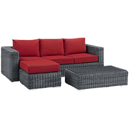 kitchen and dining room sets | CasaFoyer Summon Outdoor Patio Sectional Sofa Set | Comfortable & Durable | Includes Coffee Table, Ottoman & Sofa | Two-Tone Synthetic Rattan Weave | Sunbrella Cushions | UV Protection | Ideal for Patio, Backyard or Poolside Gathering | casafoyer.myshopify.com
