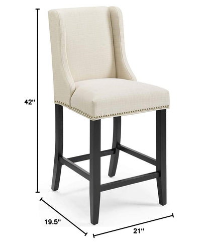 barstools | CasaFoyer Baron Upholstered Fabric Counter Stool | Contemporary Design | Nailhead Trim | Footrest | Solid Wood Frame | Beige | casafoyer.myshopify.com