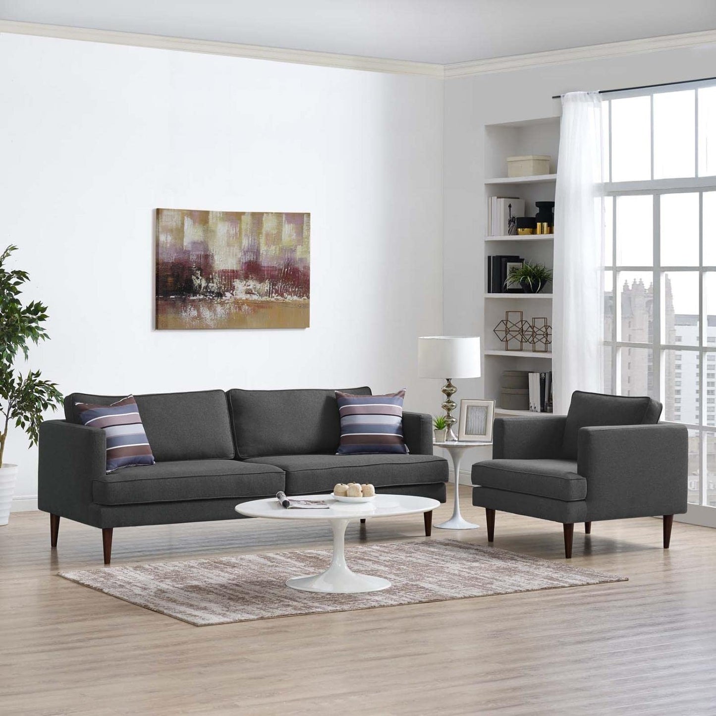 kitchen and dining room sets | CasaFoyer Agile Sofa & Armchair Set | Versatile & Stylish | Mid-Century Modern Design | Removable Machine-Washable Covers | Comfortable Foam Cushions | Gray | casafoyer.myshopify.com