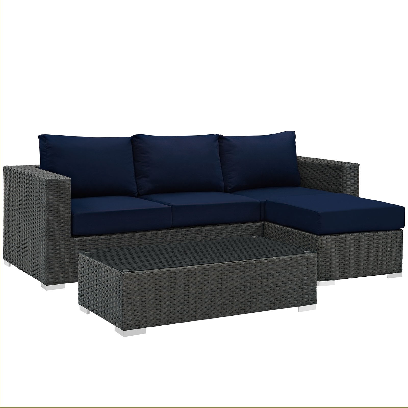 Patio Furniture Sets | Sojourn Outdoor Patio Furniture Set | Sunbrella Cushions | Synthetic Rattan | UV Protection | Aluminum Frame | Coffee Table, Ottoman, Sofa | casafoyer.myshopify.com