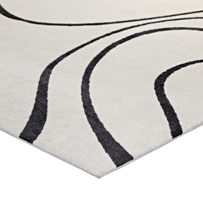 area rugs | CasaFoyer Therese Abstract Swirl Area Rug | Elegant Modern Design | Plush Texture | Stain Resistant | 8x10 Size | Ivory & Charcoal | casafoyer.myshopify.com