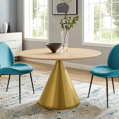 patio dining tables | CasaFoyer Tupelo 47 Dining Table | Modern Style | Mid-Century Influence | Organic Shape | Gold Metal Base | Easy to Clean | Non-Marking Ring | Assembly Required | casafoyer.myshopify.com